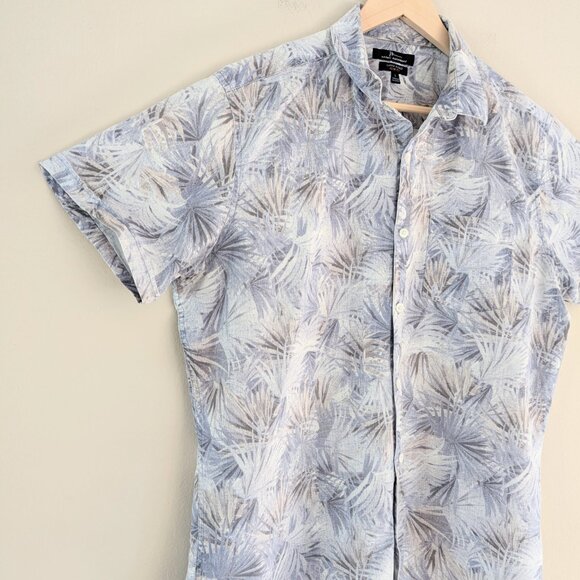 Marc Anthony Cotton Linen Tropical Floral Motif Button Up Shirt Short Sleeve L - Picture 5 of 13